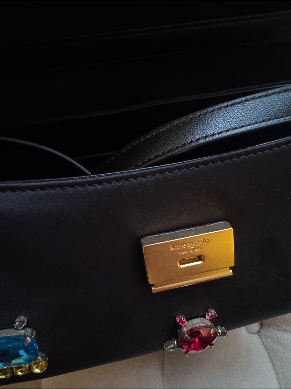 kate spade Black Jeweled Satin Satchel - Picture 4 of 4